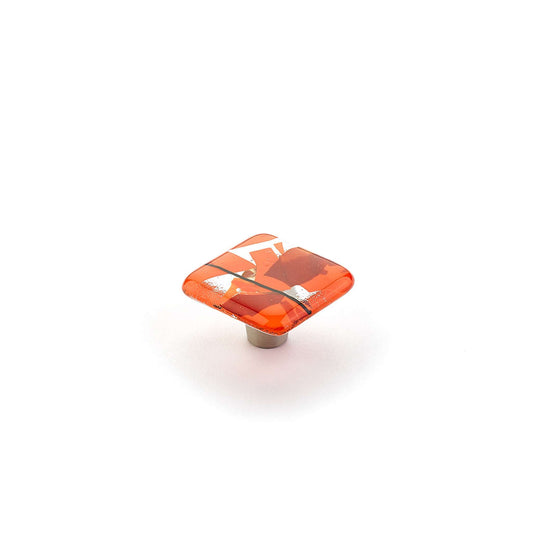Schaub and Company - Ice Cabinet Knob Square Orange Confetti