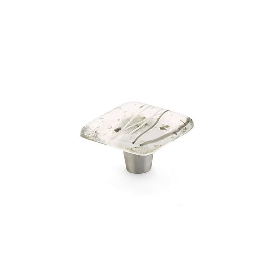 Schaub and Company - Ice Cabinet Knob Square White/Grey Confetti