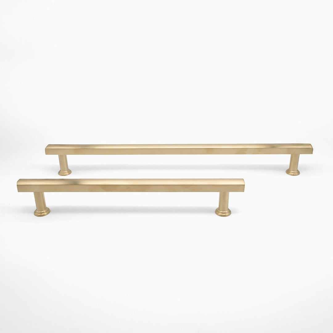 Unlacquered Satin Brass Appliance Handles.