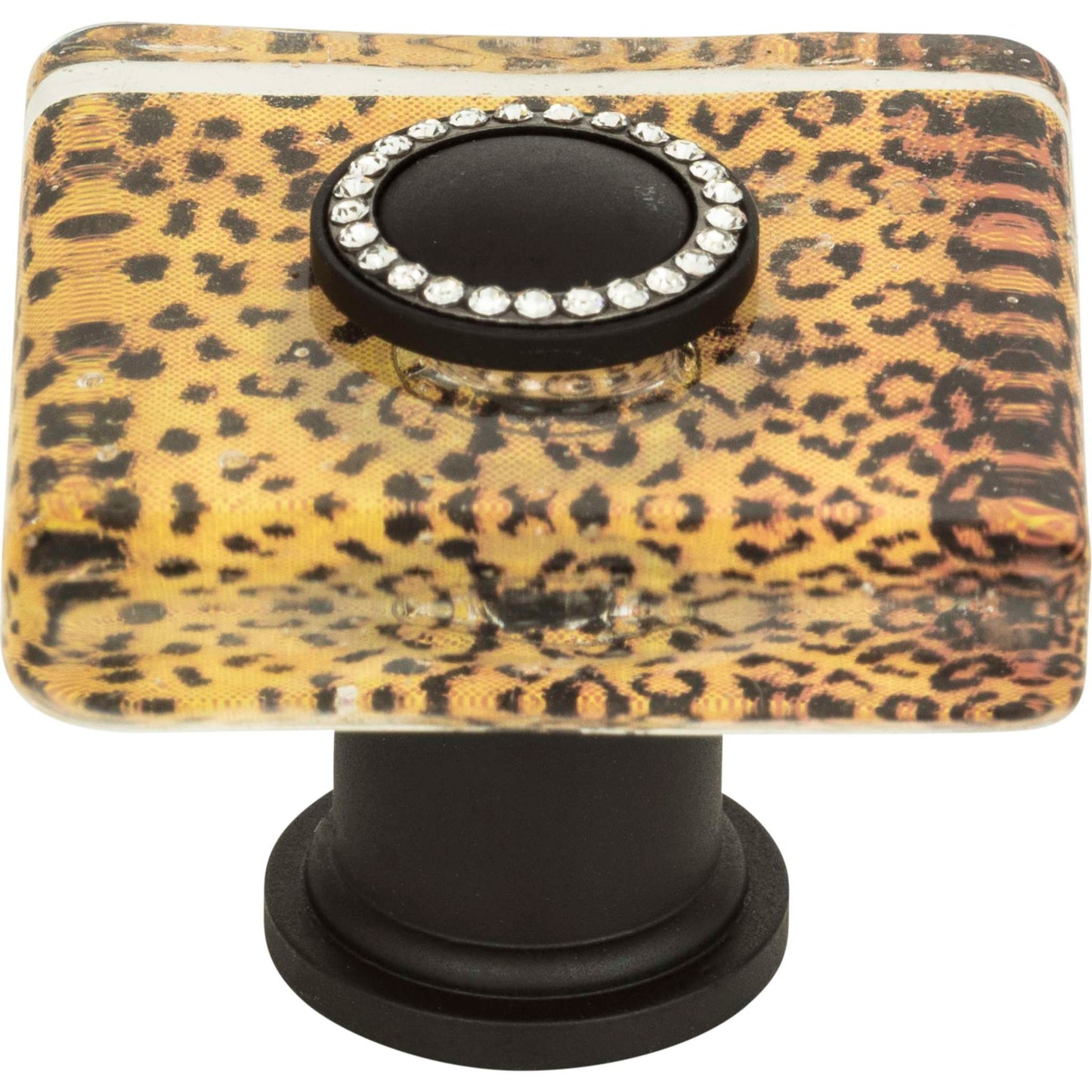 Atlas - Cheetah Glass Square Knob