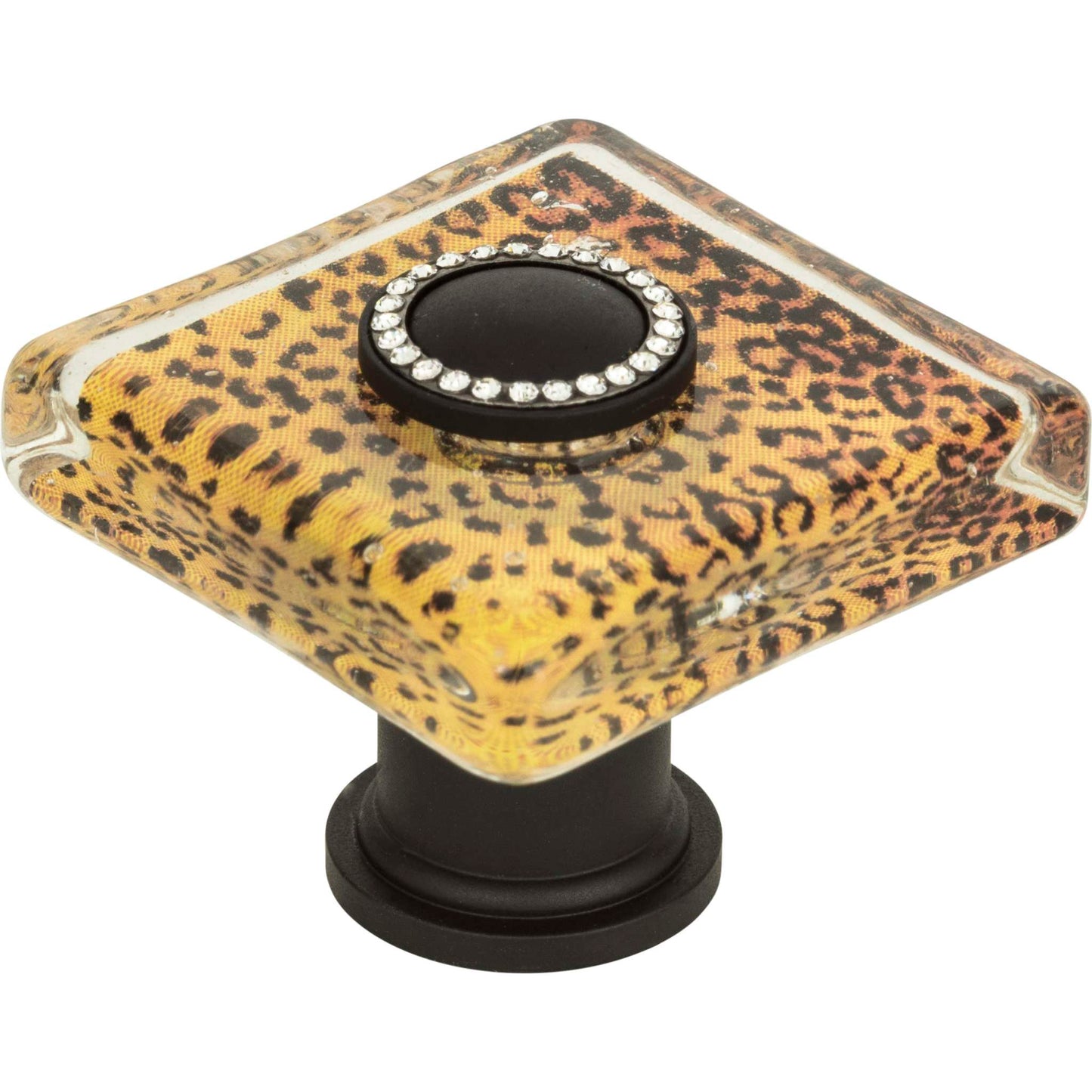 Atlas - Cheetah Glass Square Knob