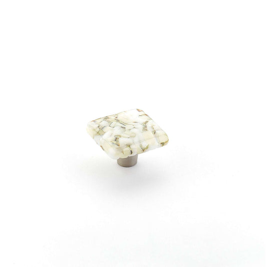Schaub and Company - Ice Cabinet Knob Square White Lace Pebbles