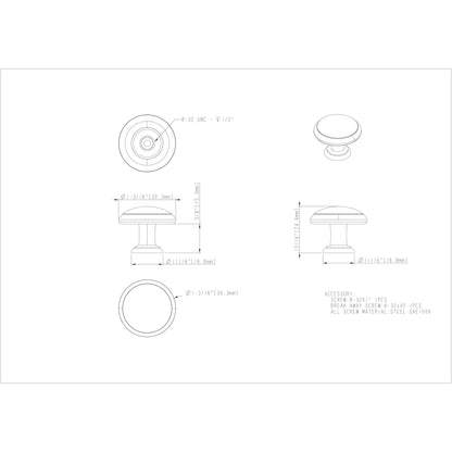 Elements - 1-3/16" Gatsby Cabinet Mushroom Knob - Ring