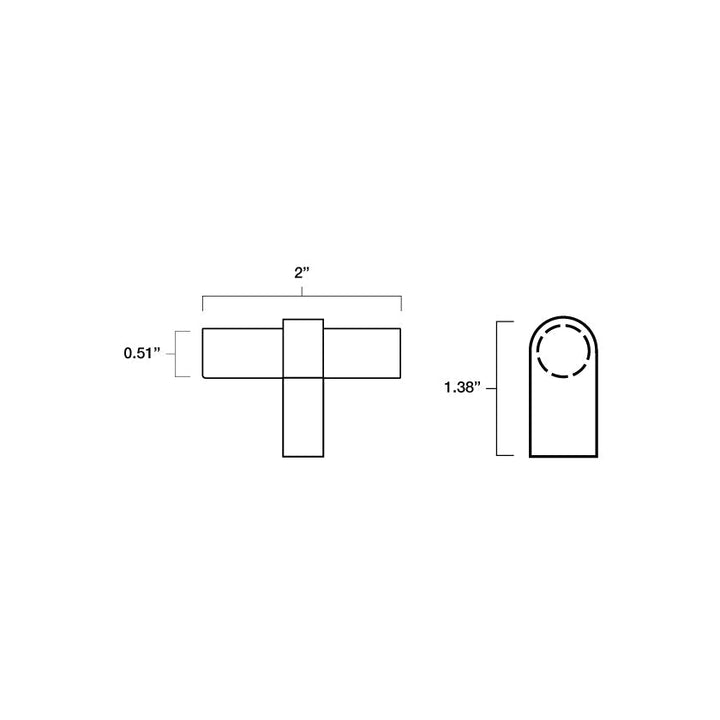 Tech specs with dimensions for Hapny T-Knob for all finishes