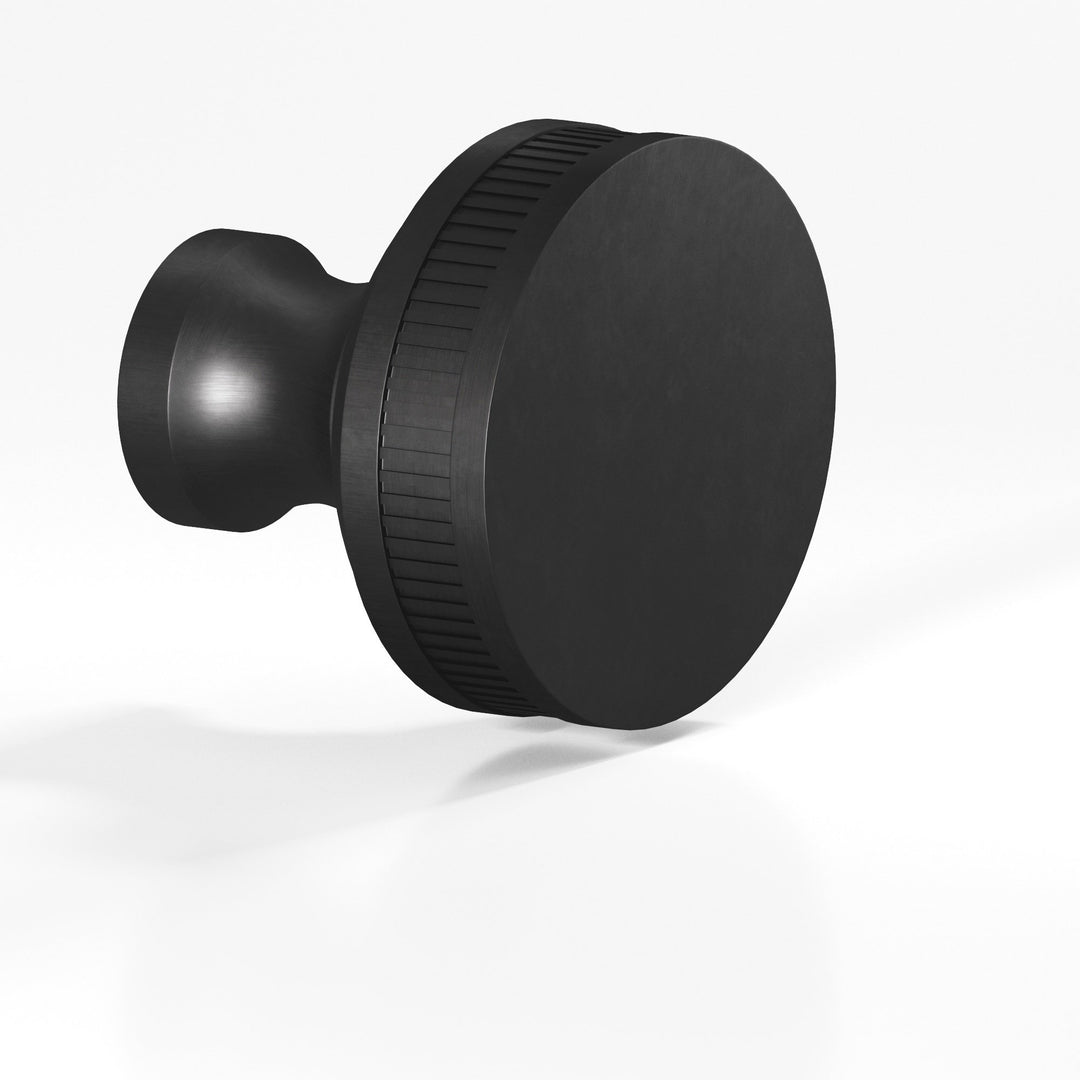 Colonial Bronze 584 Round coined sandwich Cabinet Knob in Matte Satin Black
