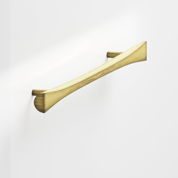 Colonial Bronze 1142 Bowtie Door Pull with rounded back and tapered posts in Matte Antique Satin Brass
