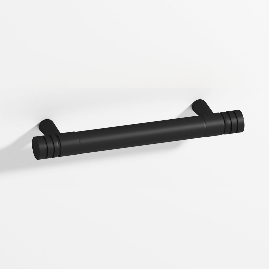 Colonial Bronze 1417 Round grooved Appliance Pull with tapered posts in Matte Satin Black