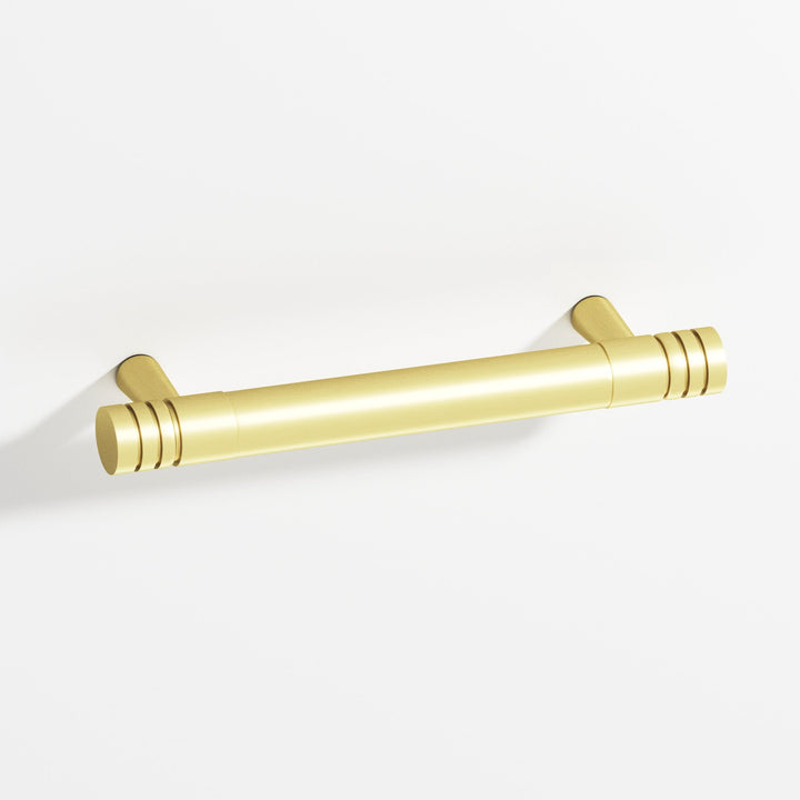 Colonial Bronze 1417 Round grooved Appliance Pull with tapered posts in Matte Satin Brass