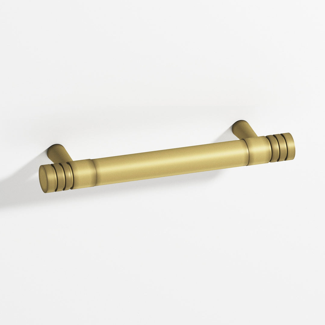 Colonial Bronze 1417 Round grooved Appliance Pull with tapered posts in Matte Antique Satin Brass