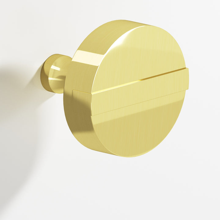 Colonial Bronze 1312 Round striped Cabinet Knob with tapered post in Unlacquered Polished Brass