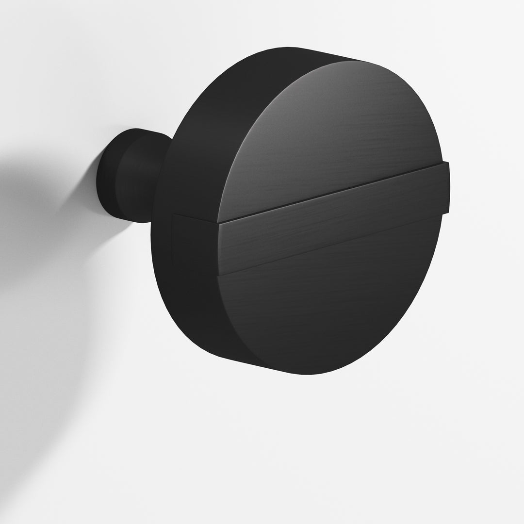 Colonial Bronze 1312 Round striped Cabinet Knob with tapered post in Matte Satin Black