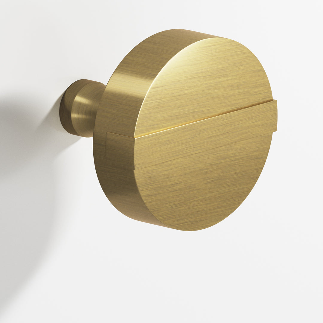 Colonial Bronze 1311 Round striped Cabinet Knob with tapered post in Antique Brass