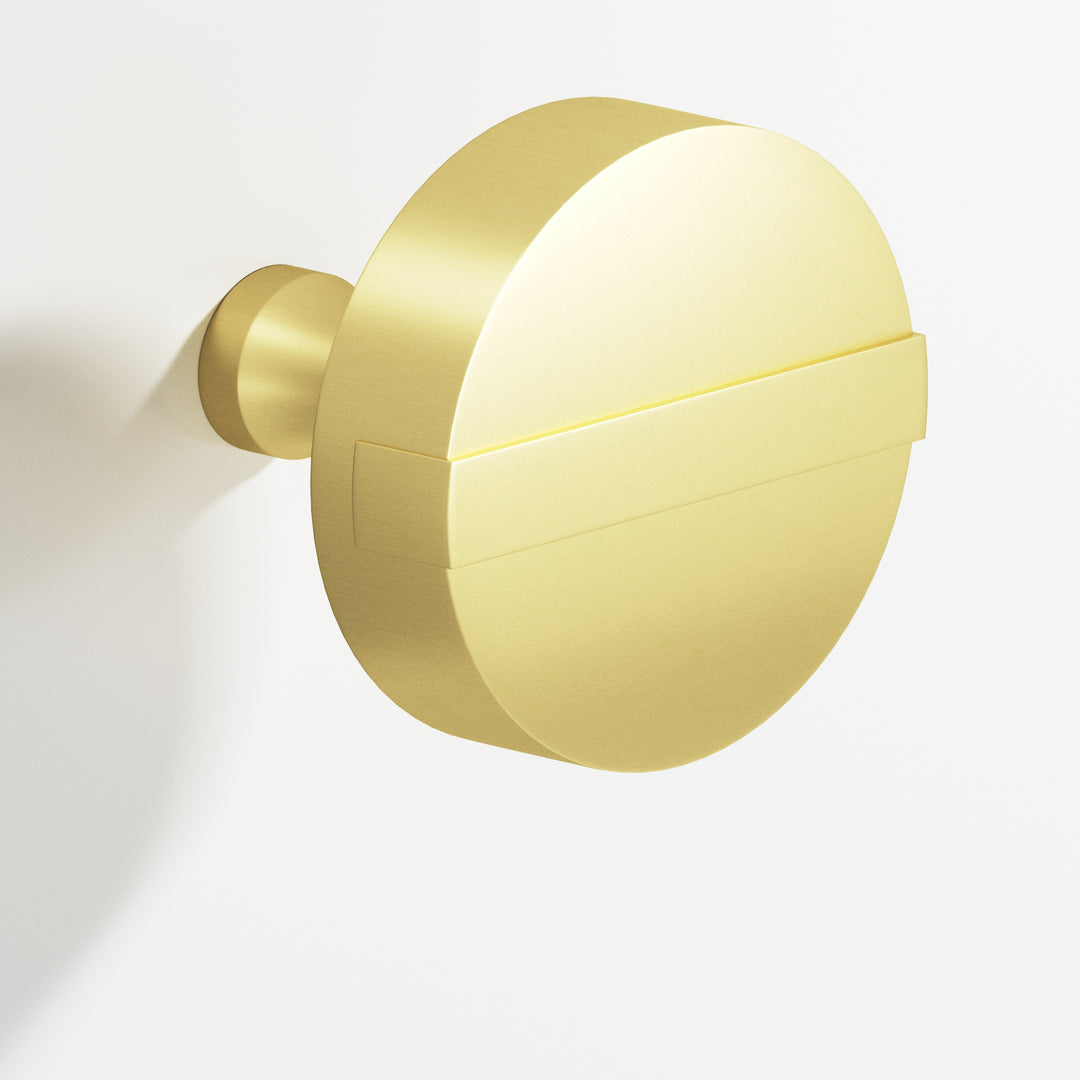 Colonial Bronze 1312 Round striped Cabinet Knob with tapered post in Matte Satin Brass