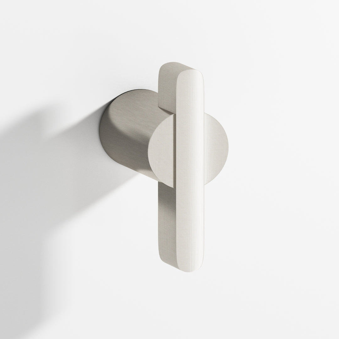 Colonial Bronze 1331BB Round offset and striped T Back-to-Back Shower Door Knob Kit in Satin Nickel