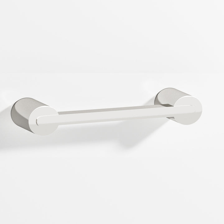 Colonial Bronze 1332 Rectangular Cabinet Pull fully encapsulated by round posts in Polished Nickel