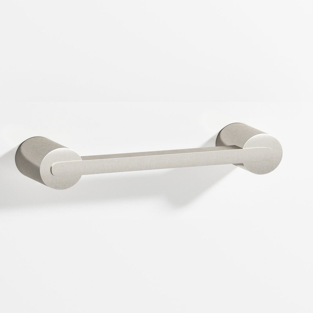 Colonial Bronze 1332 Rectangular Cabinet Pull fully encapsulated by round posts in Satin Nickel