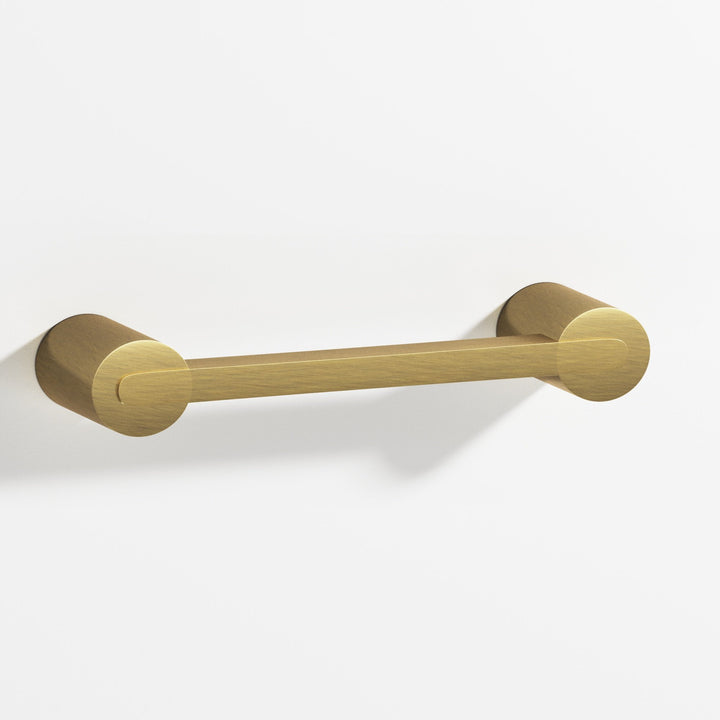 Colonial Bronze 1332 Rectangular Cabinet Pull fully encapsulated by round posts in Antique Brass