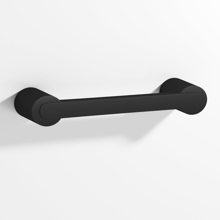 Colonial Bronze 1333 Rectangular Cabinet Pull fully encapsulated by round posts in Matte Satin Black