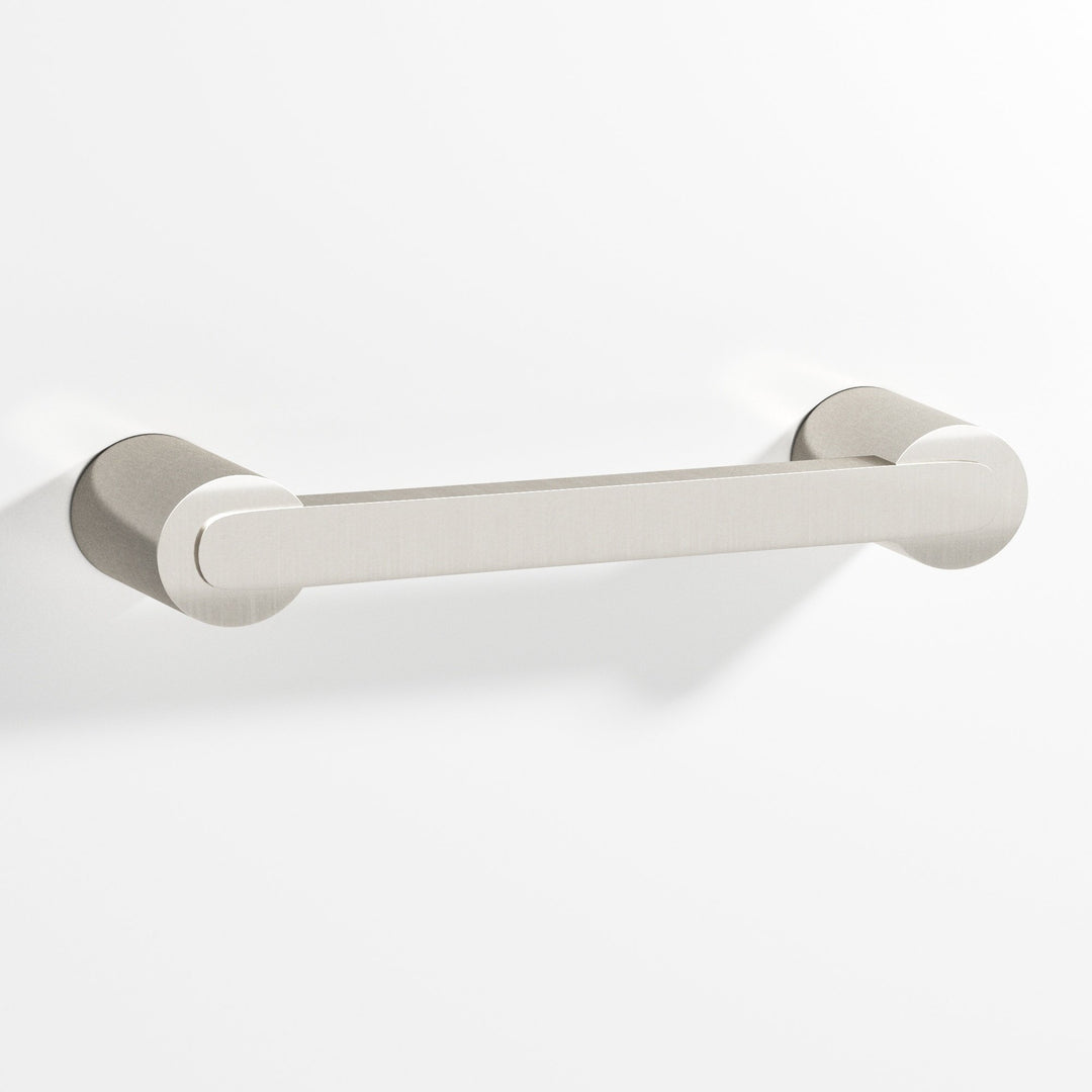 Colonial Bronze 1333 Rectangular Cabinet Pull fully encapsulated by round posts in Satin Nickel