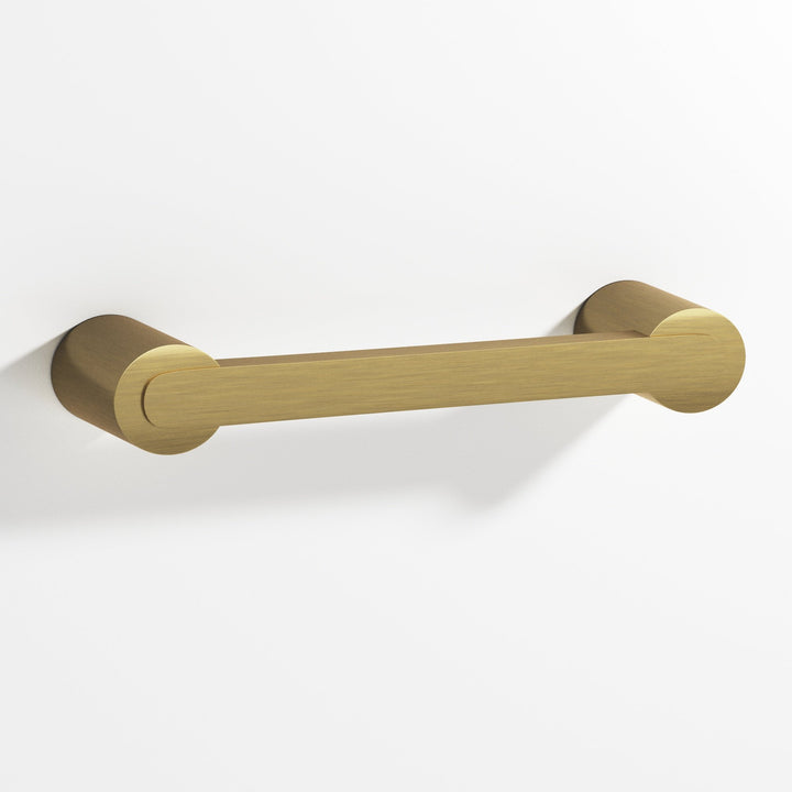 Colonial Bronze 1333 Rectangular Cabinet Pull fully encapsulated by round posts in Antique Brass