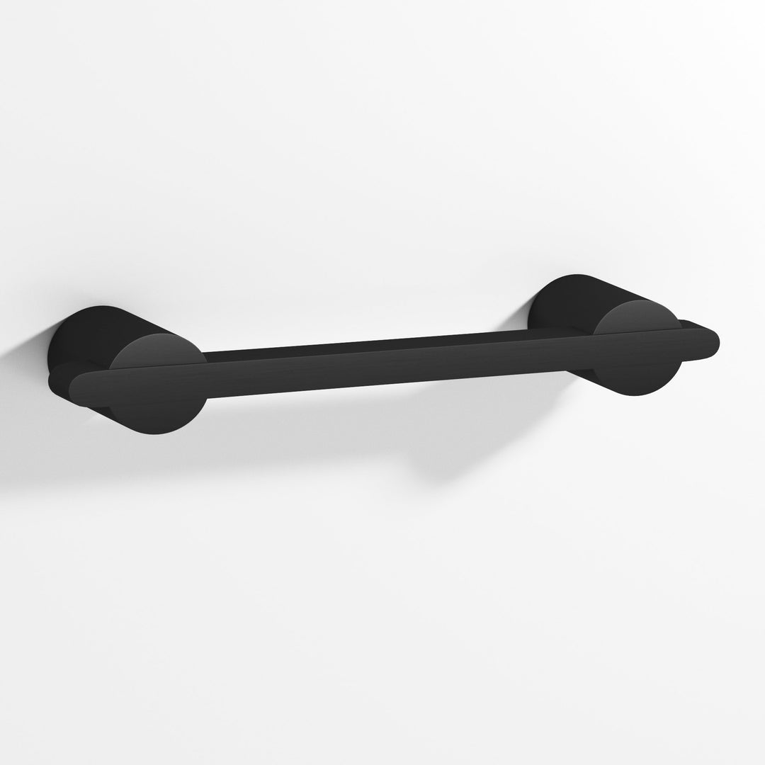 Colonial Bronze 1334 Rectangular Cabinet Pull partially encapsulated by round posts in Matte Satin Black