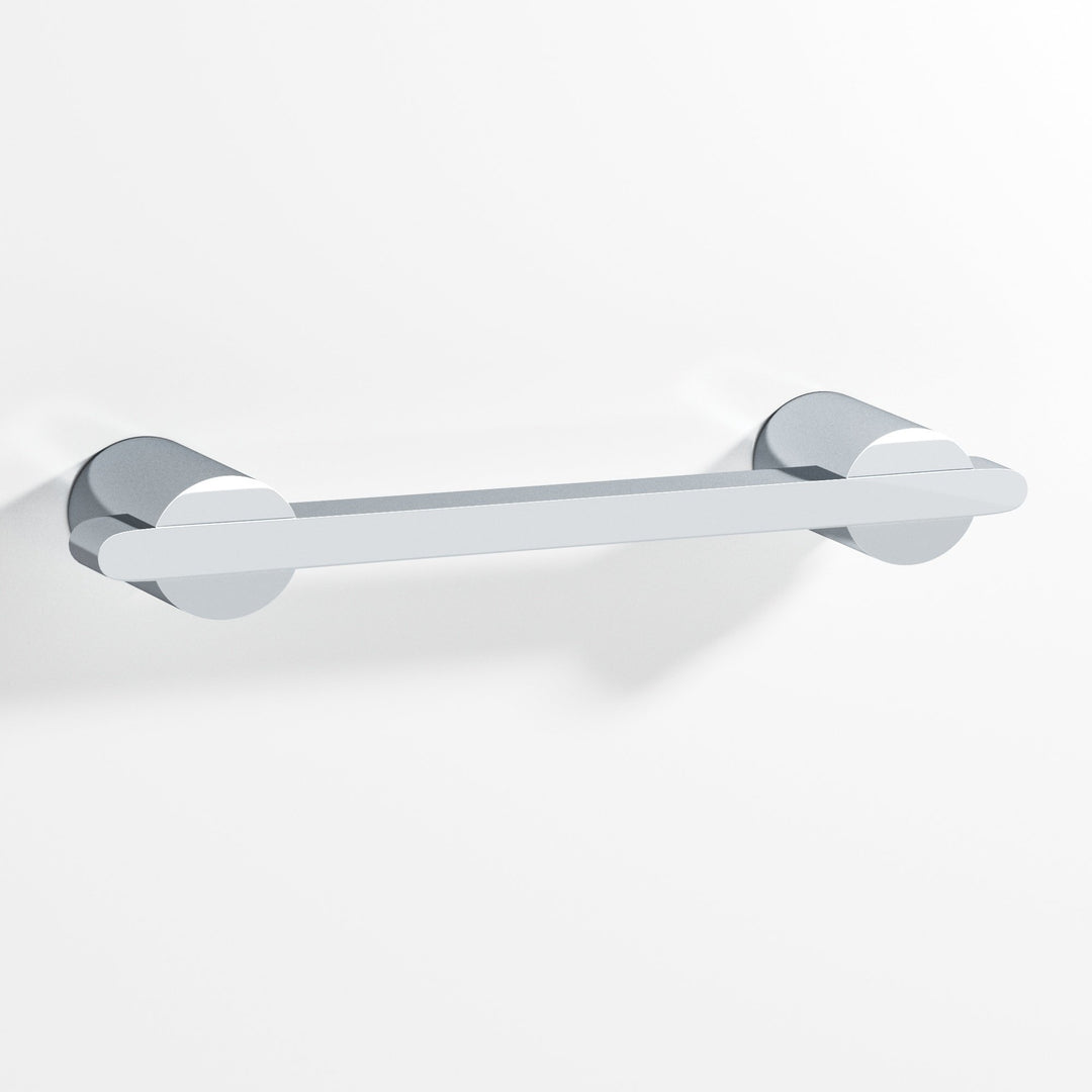 Colonial Bronze 1334 Rectangular Cabinet Pull partially encapsulated by round posts in Polished Chrome