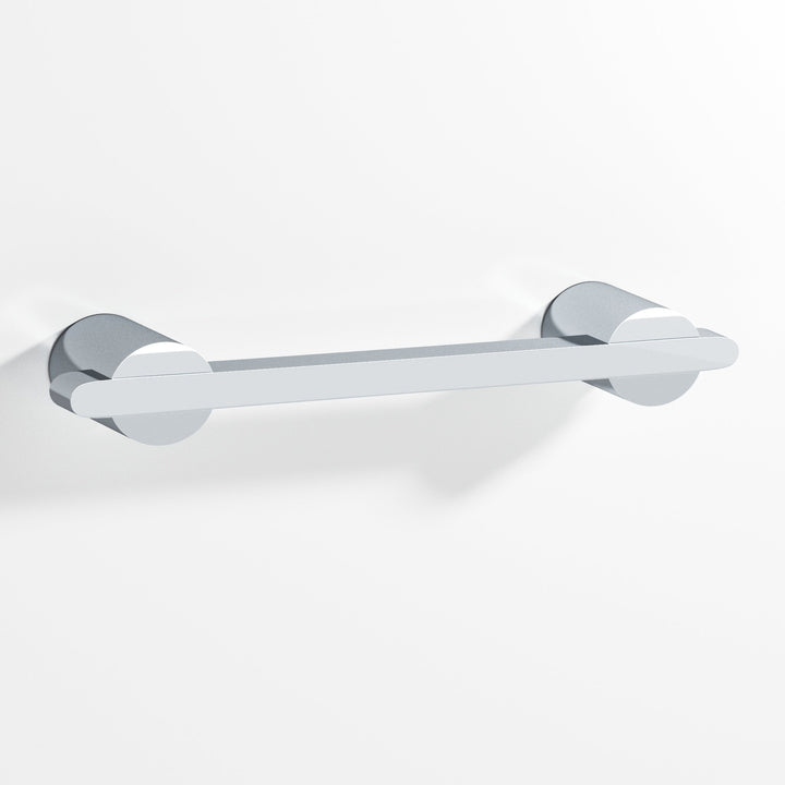 Colonial Bronze 1334 Rectangular Cabinet Pull partially encapsulated by round posts in Polished Chrome