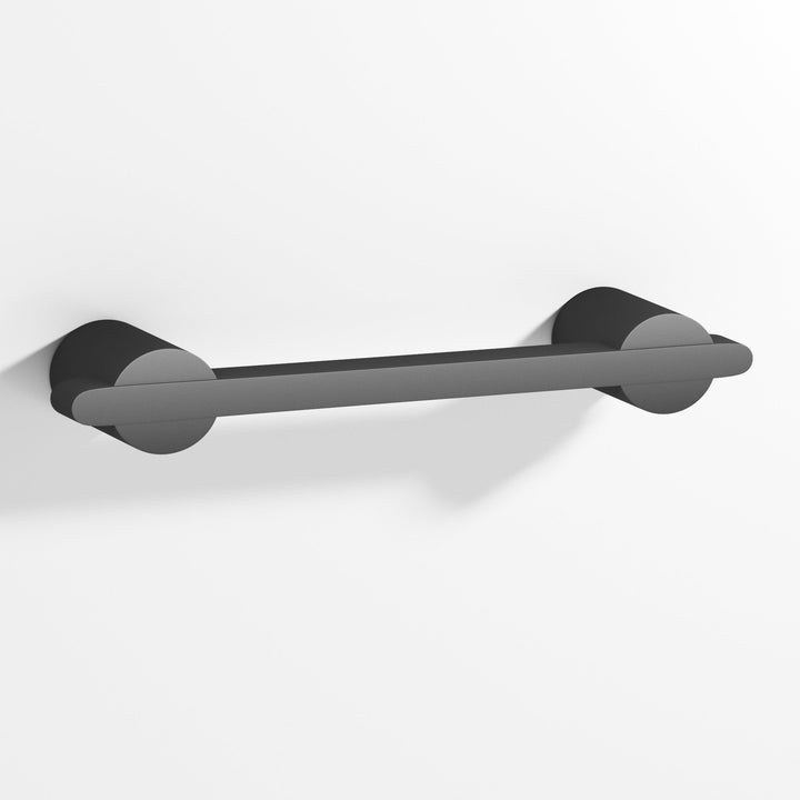 Colonial Bronze 1334 Rectangular Cabinet Pull partially encapsulated by round posts in Matte Graphite