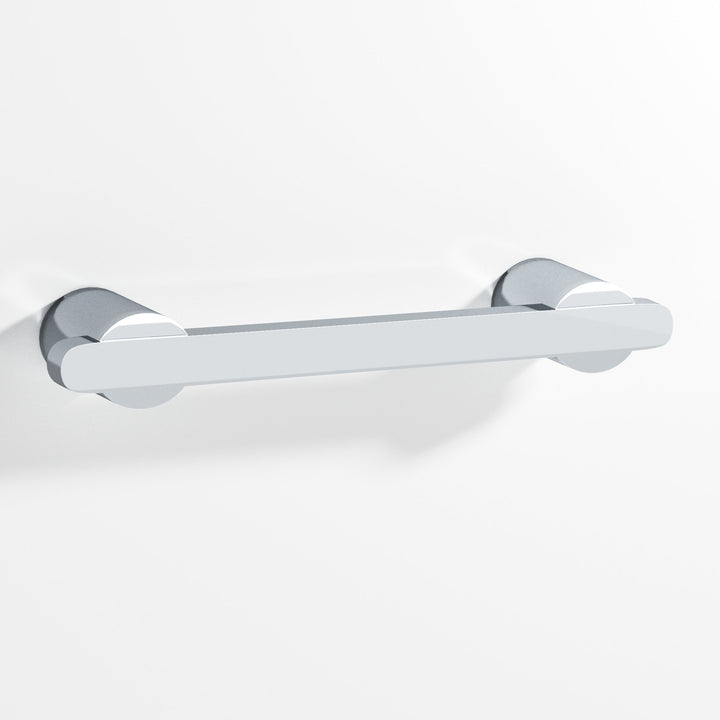 Colonial Bronze 1335 Rectangular Cabinet Pull partially encapsulated by round posts in Polished Chrome
