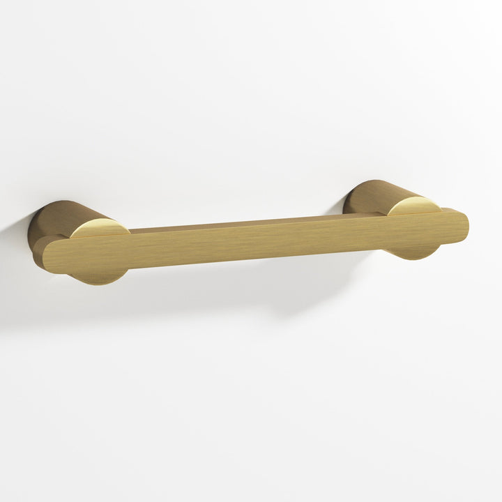 Colonial Bronze 1335 Rectangular Cabinet Pull partially encapsulated by round posts in Antique Brass