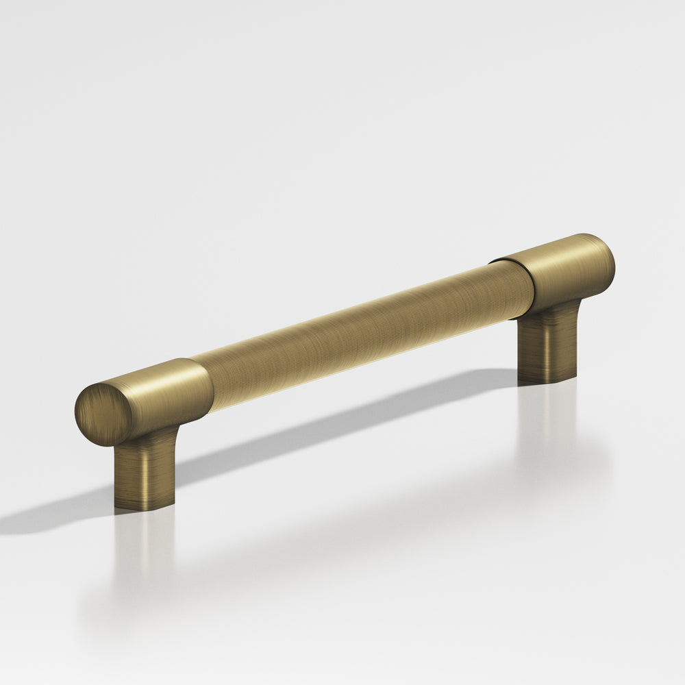 Colonial Bronze 1343 Round coined Appliance Pull with flared squared posts and dished ends in Matte Antique Satin Brass