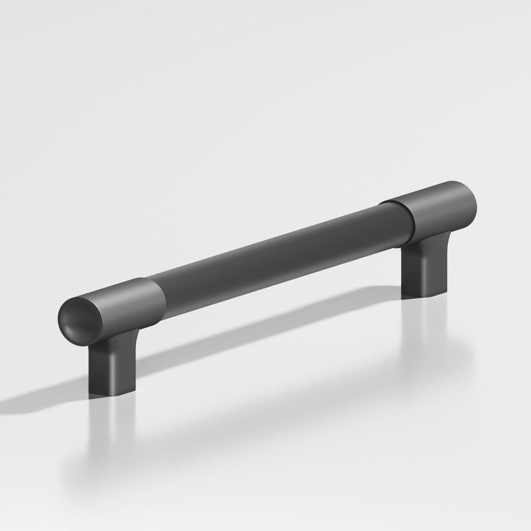 Colonial Bronze 1343 Round coined Appliance Pull with flared squared posts and dished ends in Matte Graphite