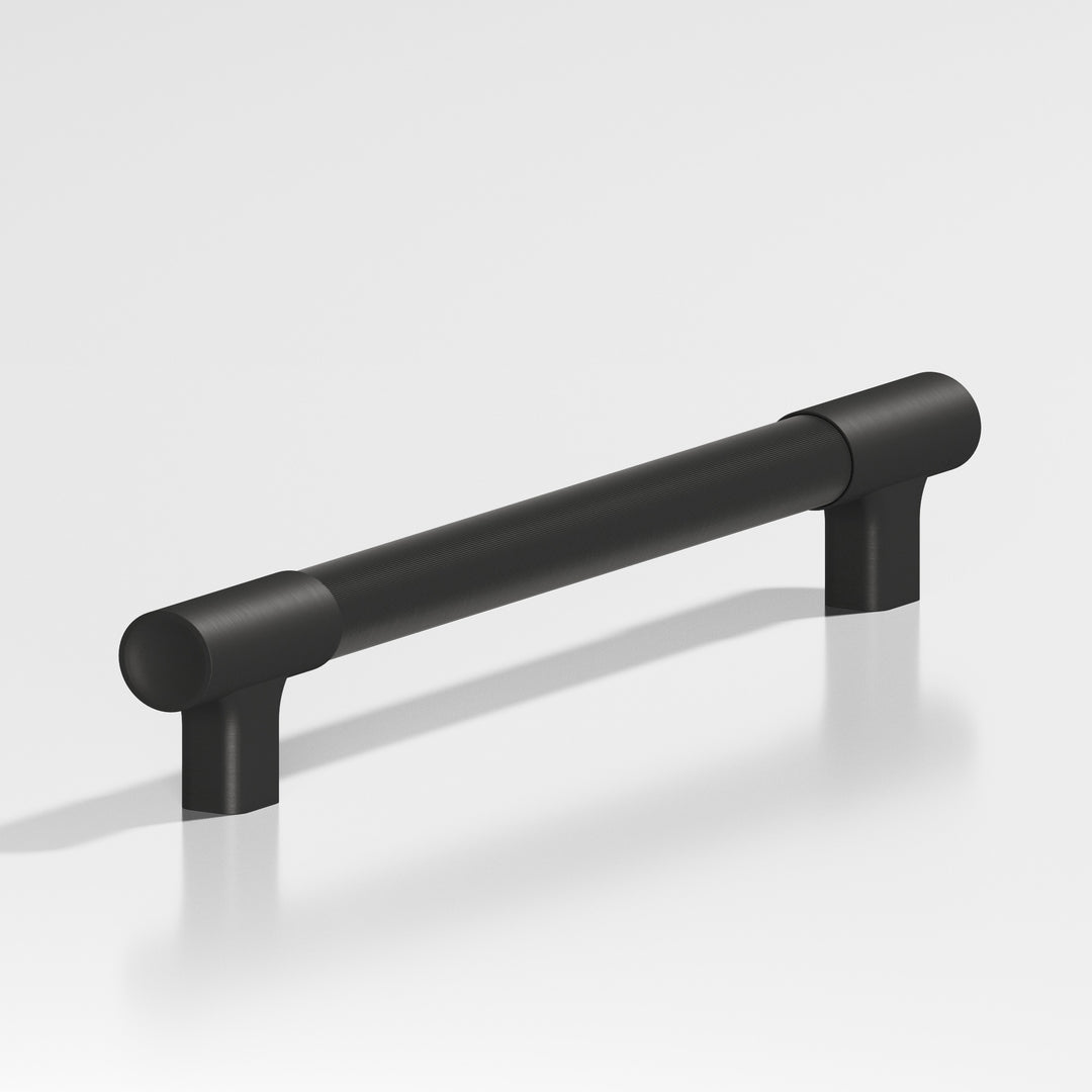 Colonial Bronze 1344 Round coined Cabinet Pull with flared squared posts and dished ends in Matte Satin Black