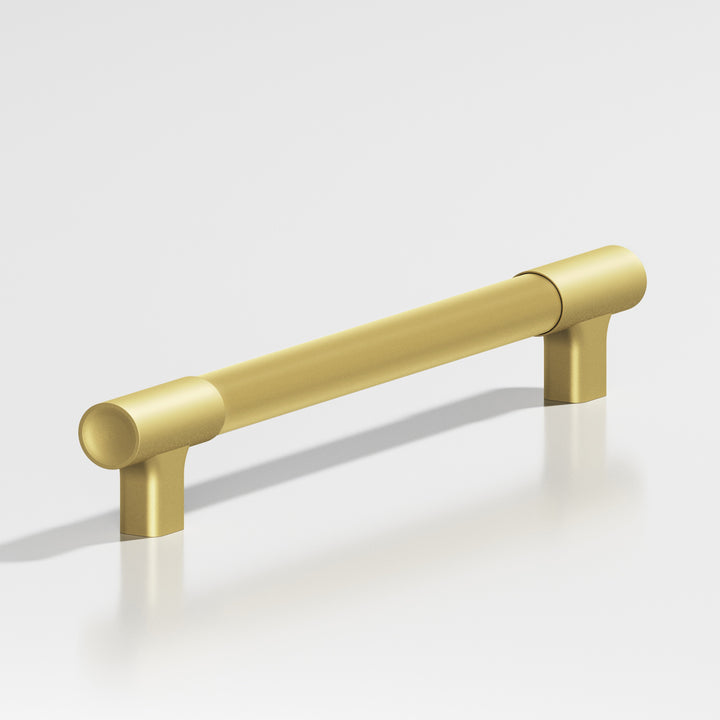 Colonial Bronze 1342 Round coined Cabinet Pull with flared squared posts and dished ends in Matte Satin Brass