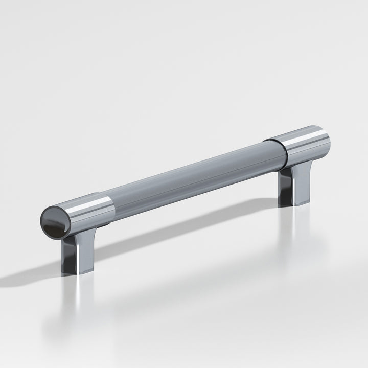 Colonial Bronze 1344 Round coined Cabinet Pull with flared squared posts and dished ends in Polished Chrome