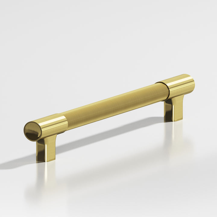 Colonial Bronze 1343 Round coined Appliance Pull with flared squared posts and dished ends in Unlacquered Polished Brass