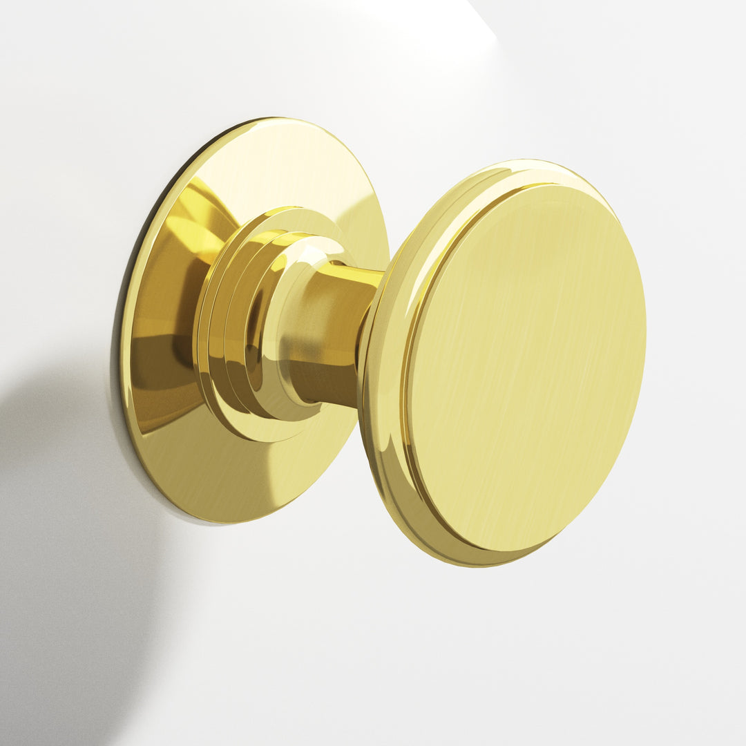 Colonial Bronze 1384 Round Cabinet Knob in Unlacquered Polished Brass