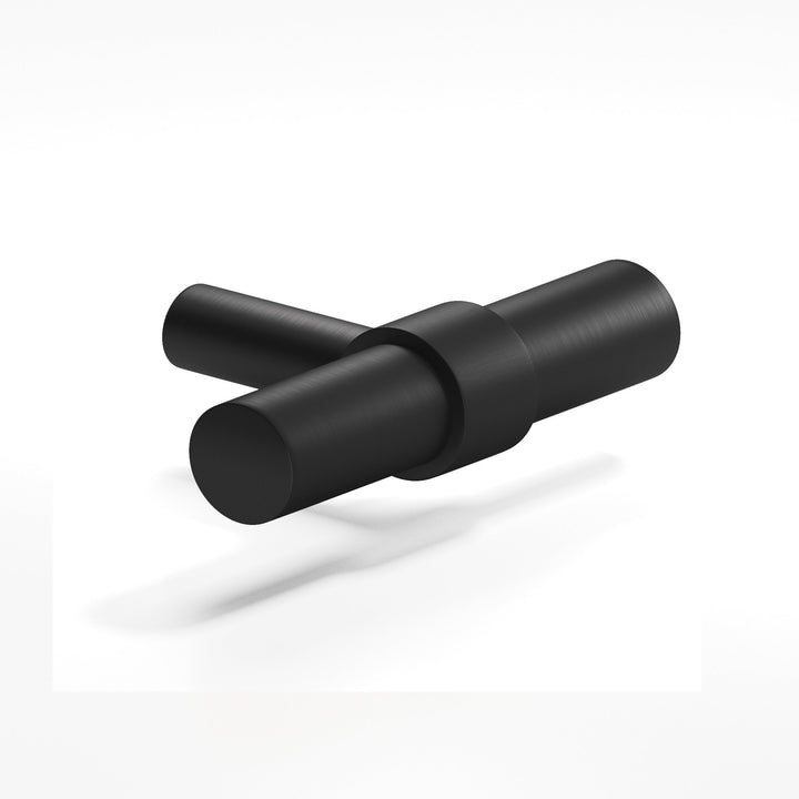 Colonial Bronze 1501 Round collared T Cabinet Knob with straight post in Matte Satin Black