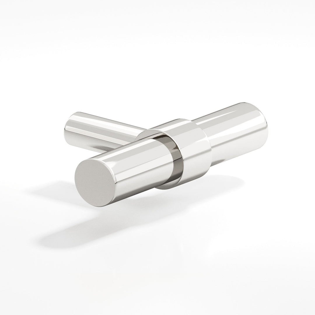 Colonial Bronze 1501 Round collared T Cabinet Knob with straight post in Polished Nickel