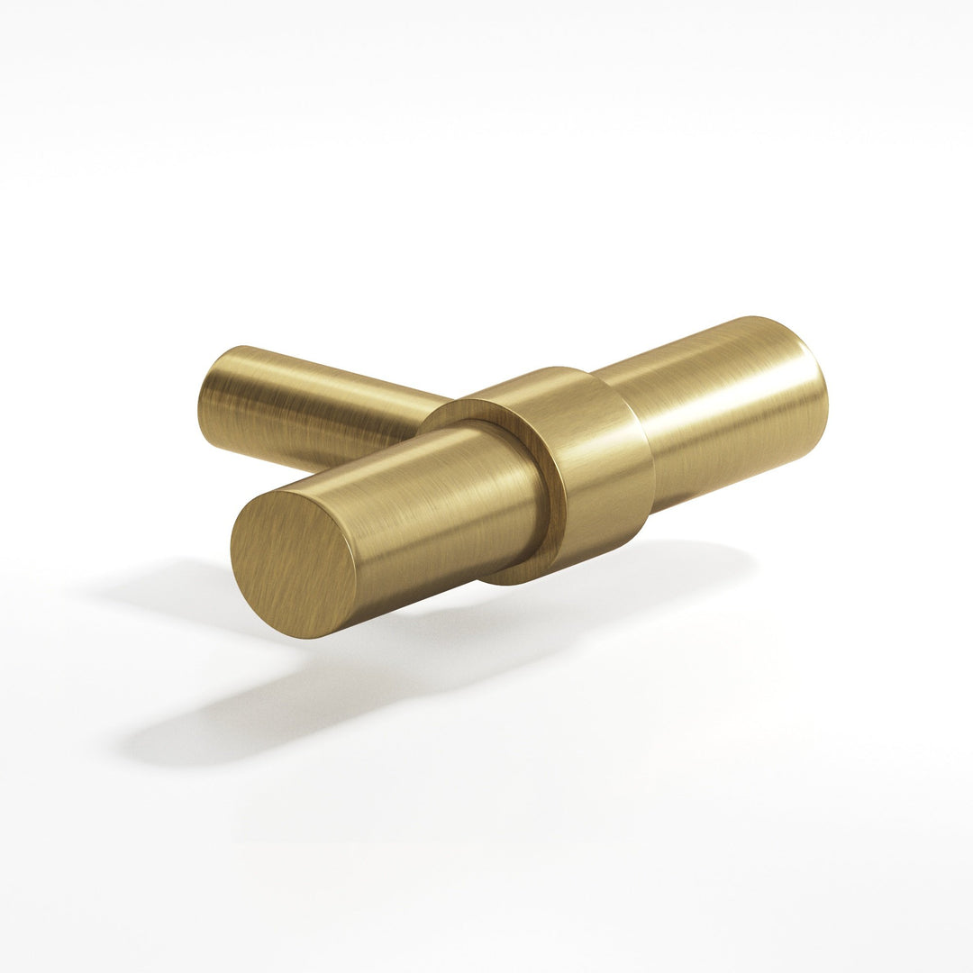 Colonial Bronze 1501 Round collared T Cabinet Knob with straight post in Antique Brass