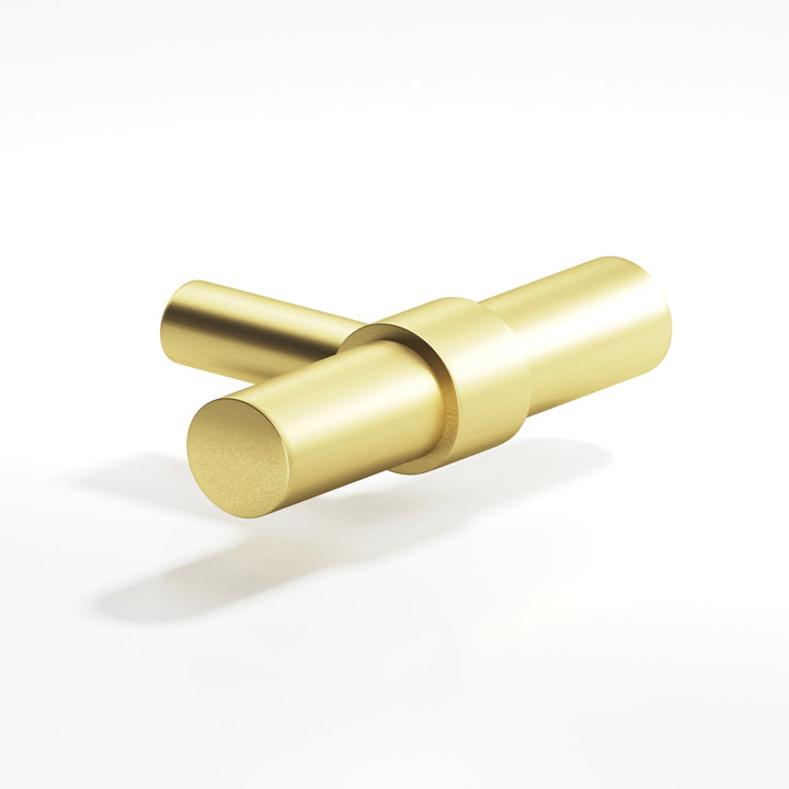 Colonial Bronze 1501 Round collared T Cabinet Knob with straight post in Matte Satin Brass