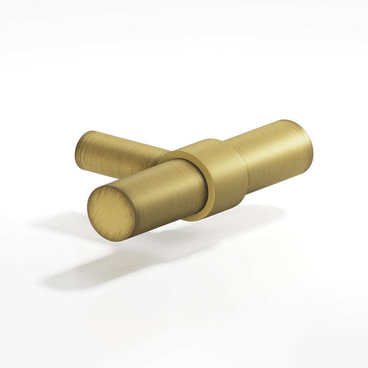 Colonial Bronze 1501 Round collared T Cabinet Knob with straight post in Matte Antique Satin Brass
