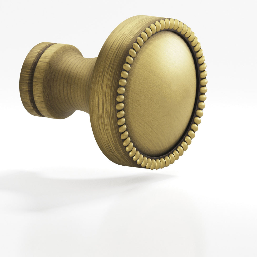 Colonial Bronze 175 Round beaded Cabinet Knob in Matte Antique Satin Brass