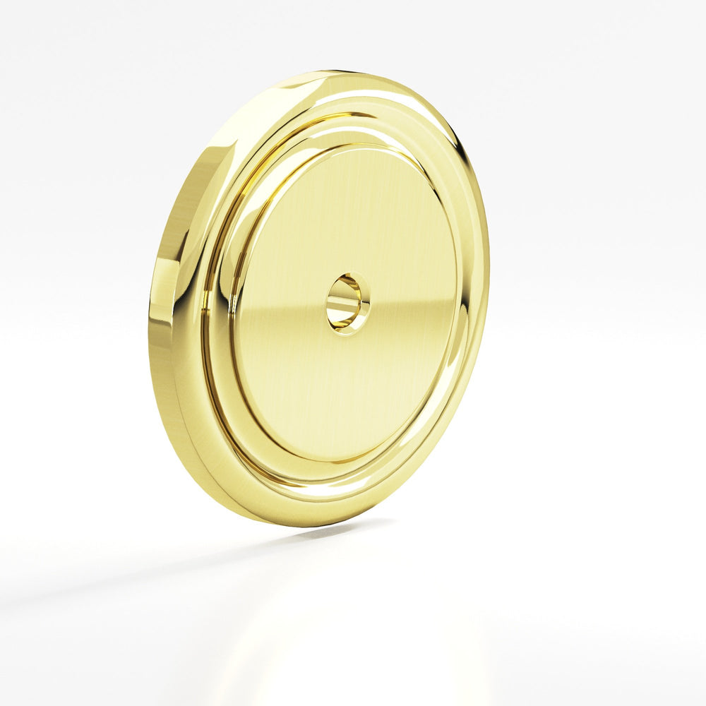 Colonial Bronze 202 Round grooved Backplate for use with 8-32 screw in Unlacquered Polished Brass