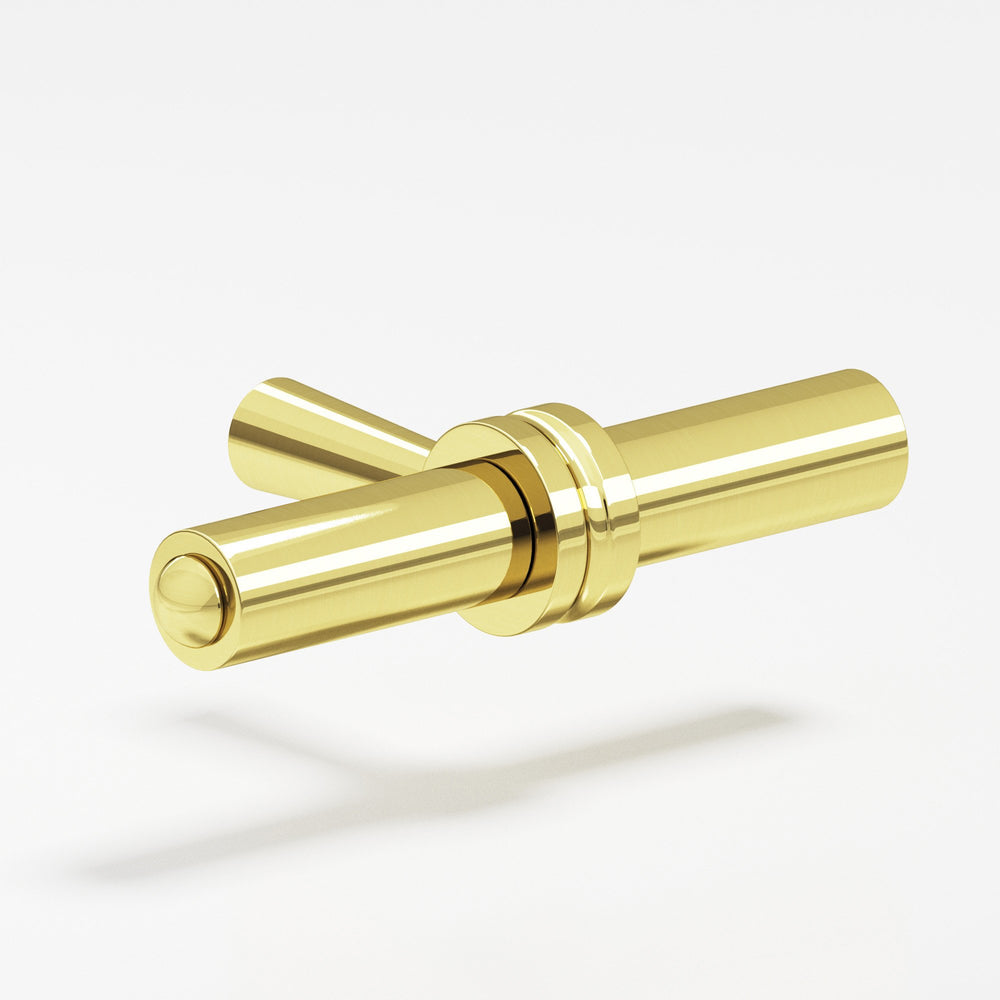 Colonial Bronze 308 Round collared T Cabinet Knob with tapered post in Unlacquered Polished Brass