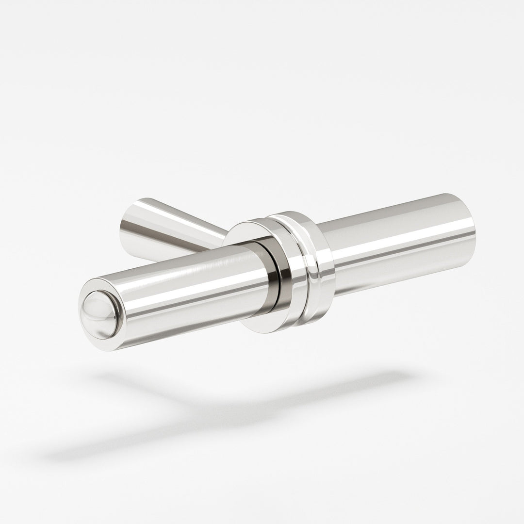 Colonial Bronze 309 Round collared T Cabinet Knob with tapered post in Polished Nickel