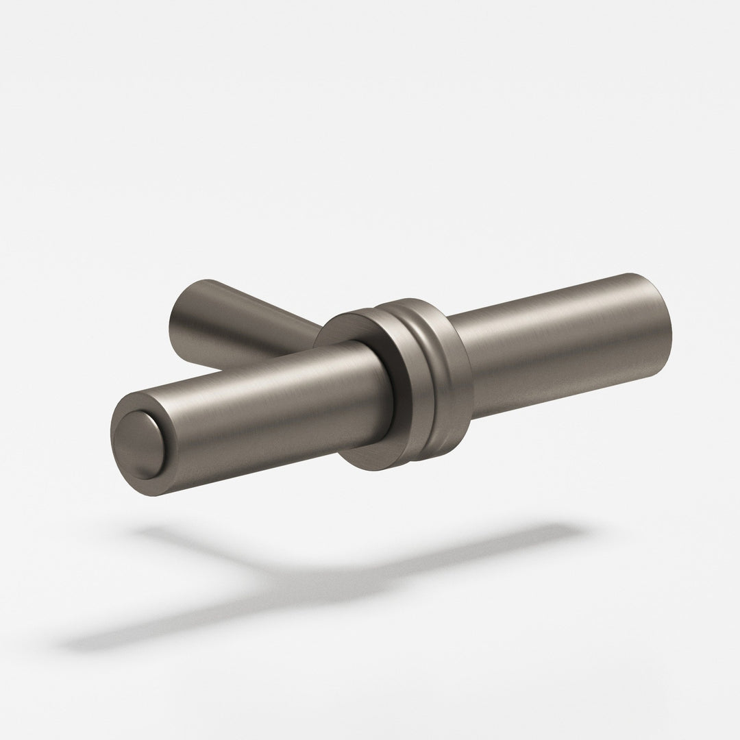 Colonial Bronze 308 Round collared T Cabinet Knob with tapered post in Matte Pewter