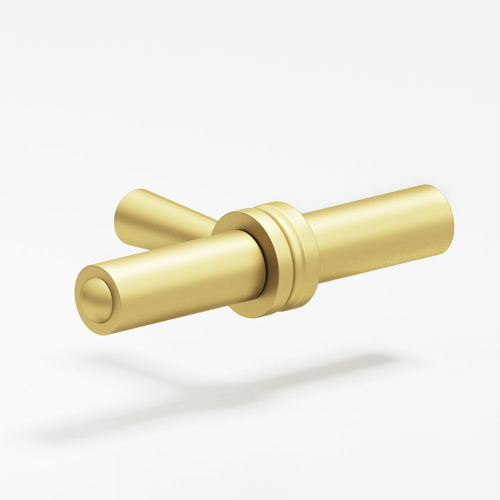 Colonial Bronze 309 Round collared T Cabinet Knob with tapered post in Matte Satin Brass