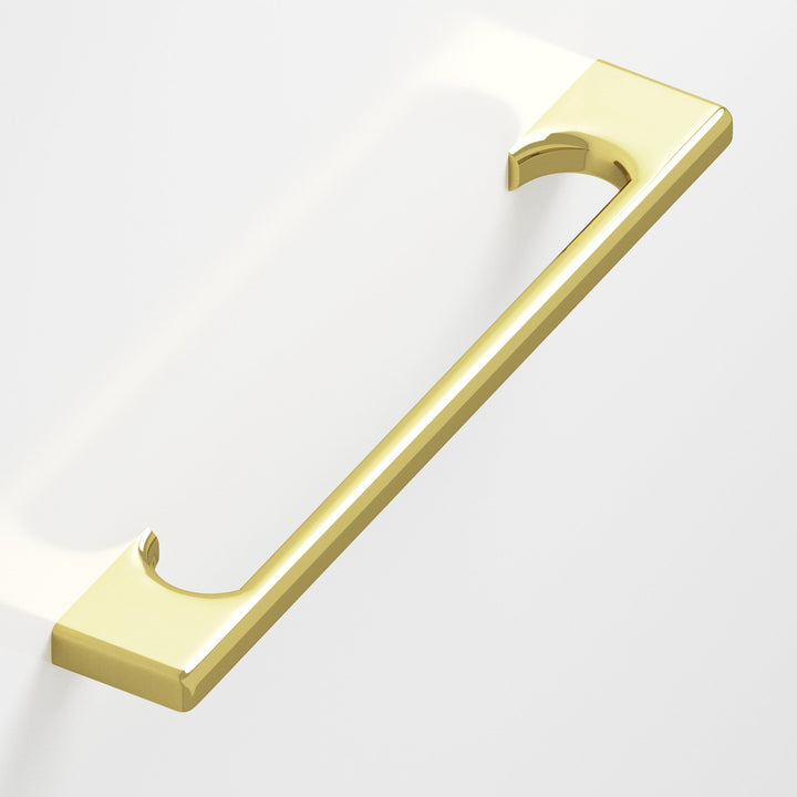 Colonial Bronze 3730 Rectangular Cabinet Pull with radiused edges and rectangular scalloped legs in Unlacquered Polished Brass