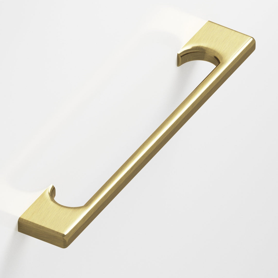 Colonial Bronze 3730 Rectangular Cabinet Pull with radiused edges and rectangular scalloped legs in Antique Brass